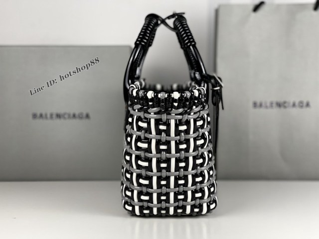 Balenciaga專櫃爆款漆面人造皮革編織敞口托特包 巴黎世家中號Bistro菜籃子包 款號：080807 fyj1267